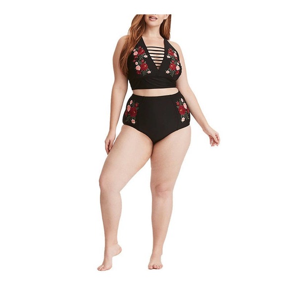 Women plus size high waist Swimsuit Curvy Lady Two Piece bikini - Picture 6 of 7